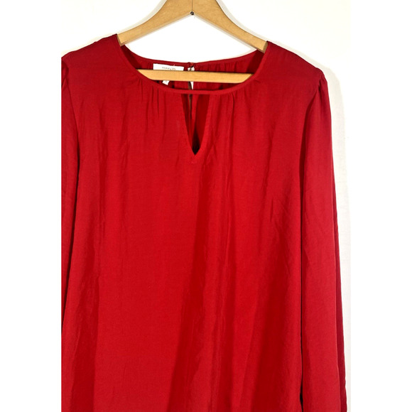 Maurices Tunic Top Size Large Red Silky Satin Holiday Party Peasant Romantic NEW - Picture 4 of 12